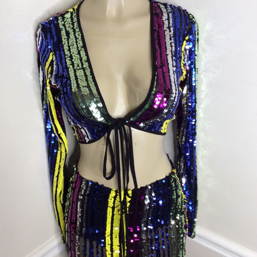 Beautiful colorful 2 piece mini skirt set